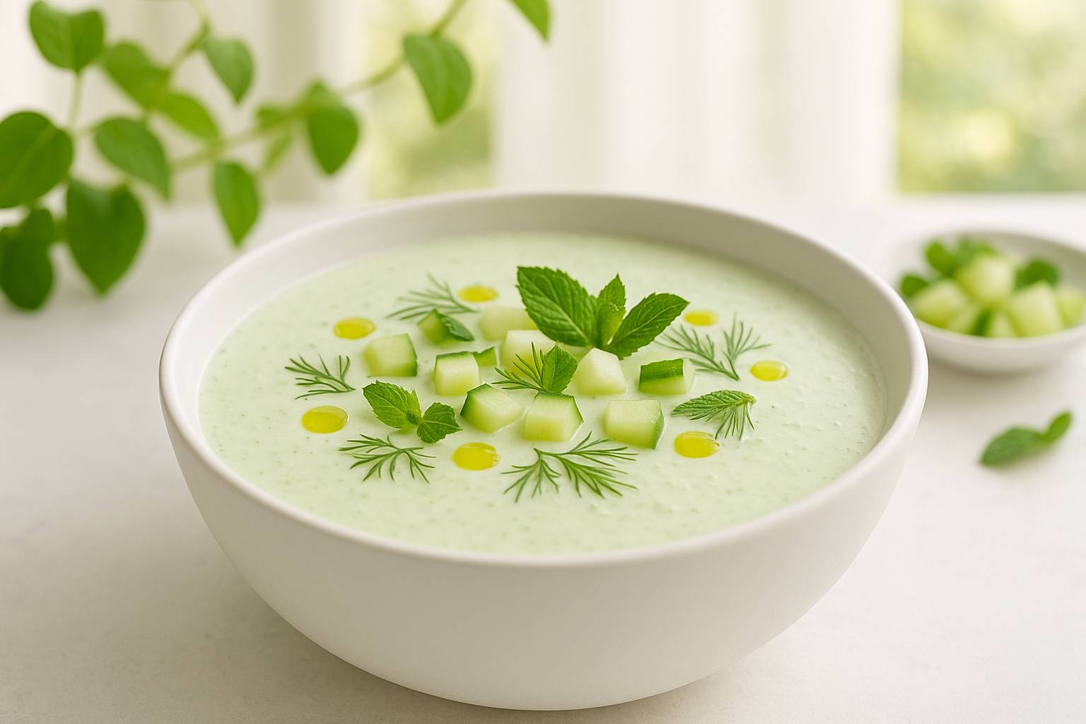 Crema fría de pepino y yogur para días calurosos