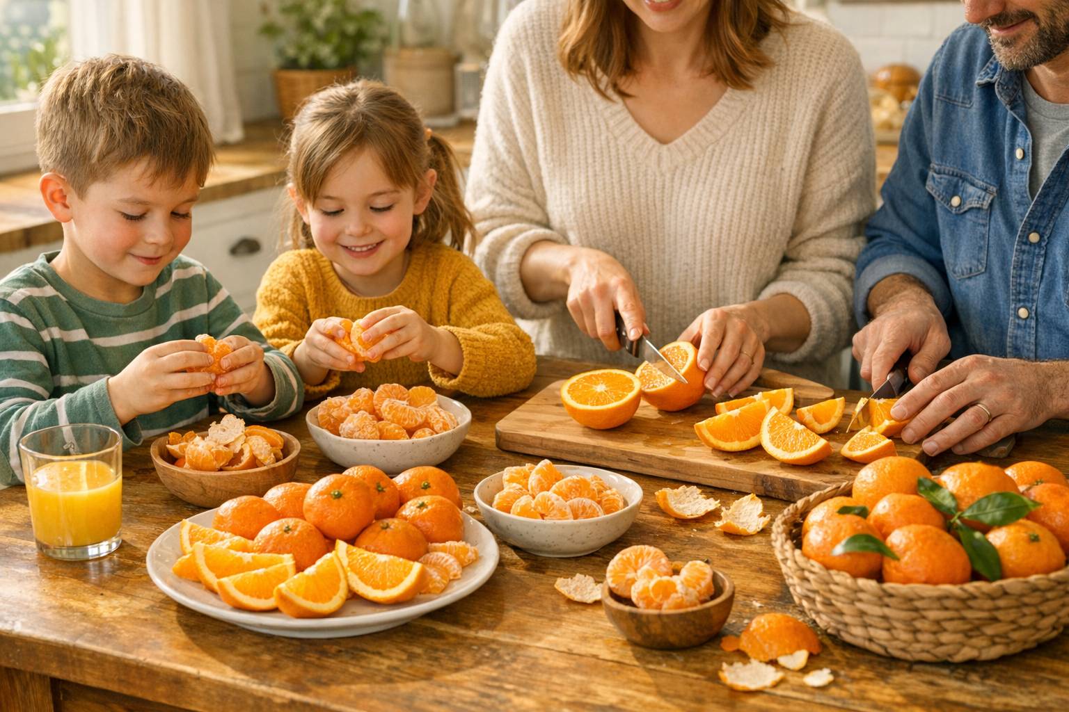 Naranja y mandarina en la alimentación familiar: cómo conseguir que los niños tomen más fruta sin abusar del azúcar