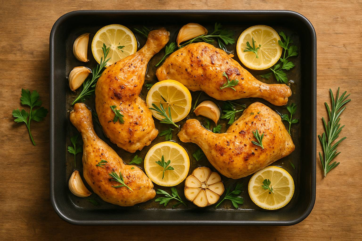 Pollo al horno con limón para comidas ligeras y rápidas