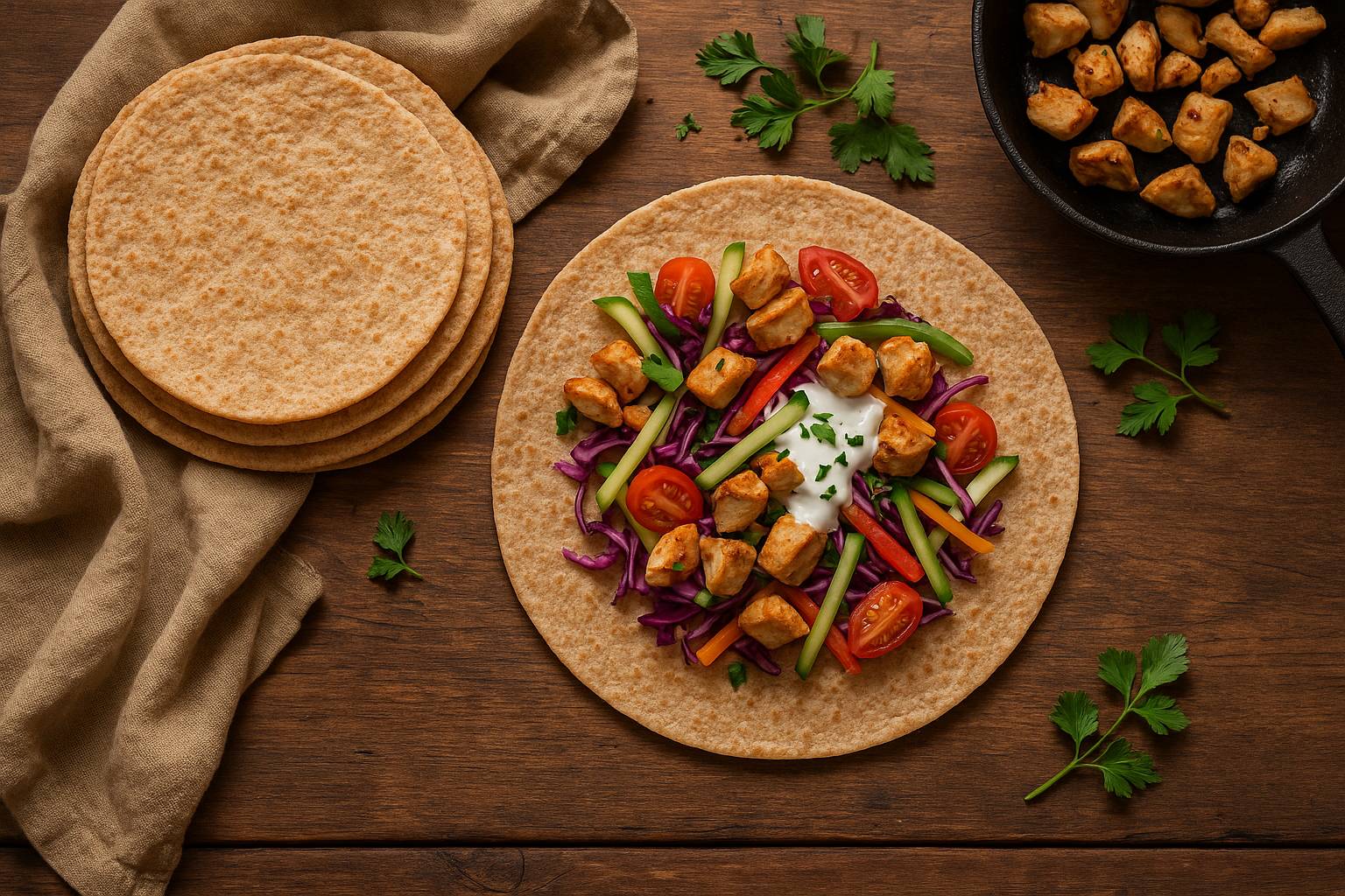 Wrap integral casero para comidas rápidas y equilibradas